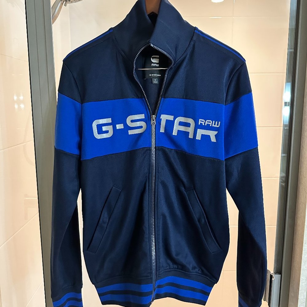 G-Star Mens Alchesai Slim Tracktop Sweat Overshirt - Sartho Blue, Small